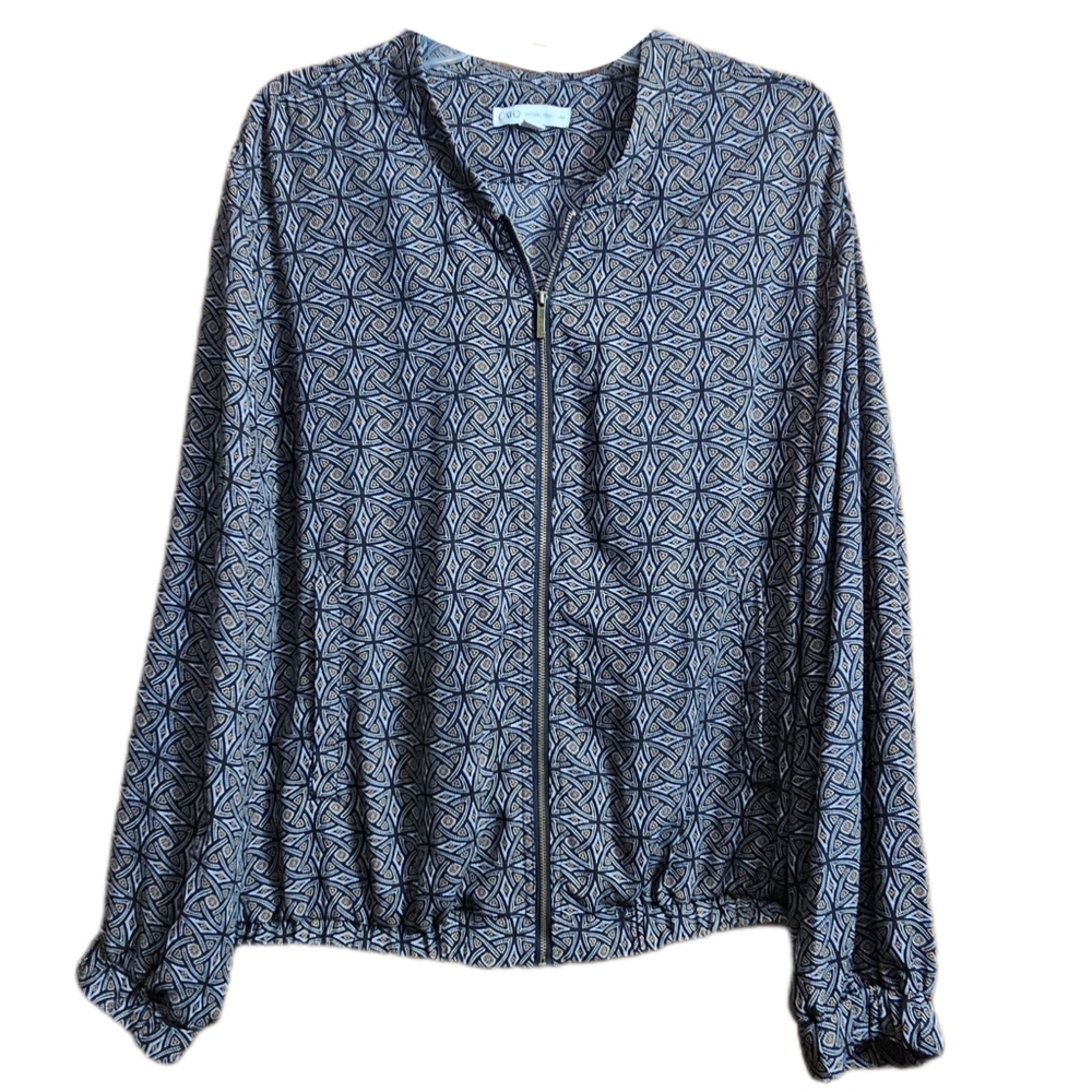Cato womens plus size long sleeve full zip blouse lightweight jacket 22 24w